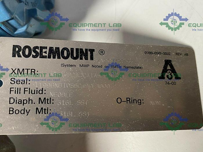 Used Rosemount Pressure Transmitter 3051 CD2A22A1AS2B4E5Q4 w/ Stainless Steel Vessels