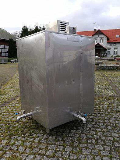 Used Zbiornik prostopadłościenny nierdzewny z mieszadłem, płaszczem izolacyjnym i wężownicą