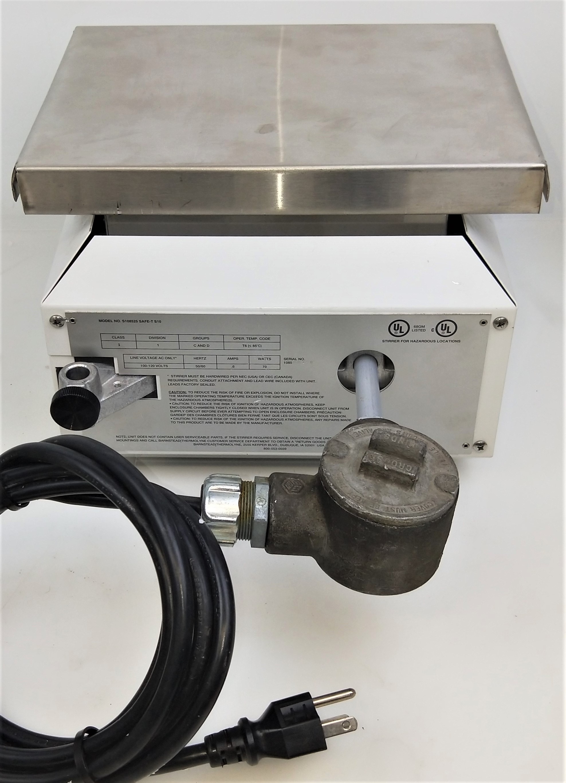 Used Thermolyne Safe-T S10 Explosion-Proof Stirrer with Stainless Steel Platform