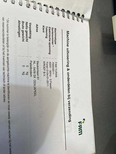 Gebruikt 2011 FAM Snijmachine/ snijder/ gevogelte & vlees, type: YURAN