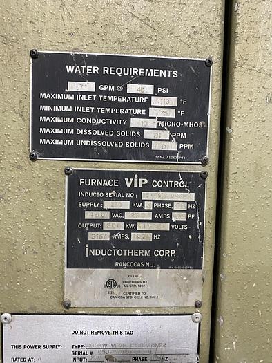 Used 2005 INDUCTOTHERM VIP POWER TRAK 200-10R