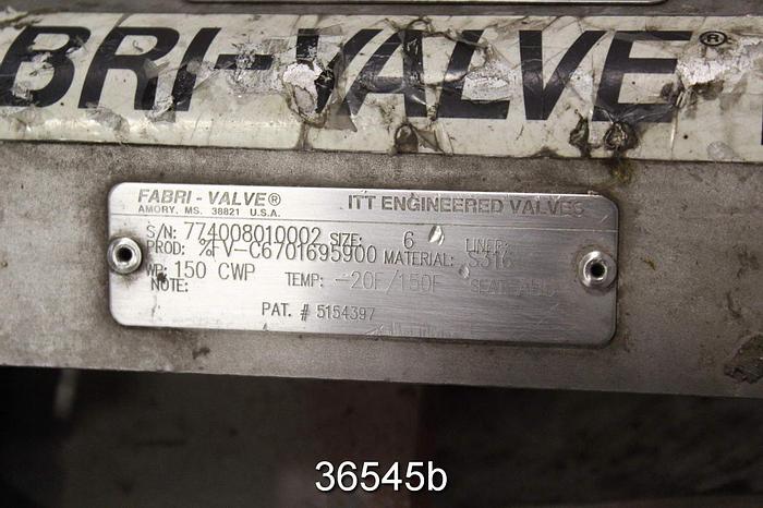 Used Fabri 6" Hand Operated Knife Gate Valve, FV-C6701695900 #36545