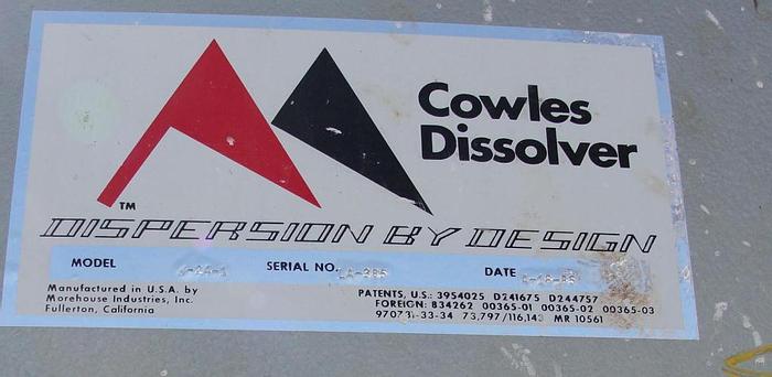 Used 10 HP COWLES HIGH SPEED DISPERSER – AIR/OIL – UL LISTED (#9646)