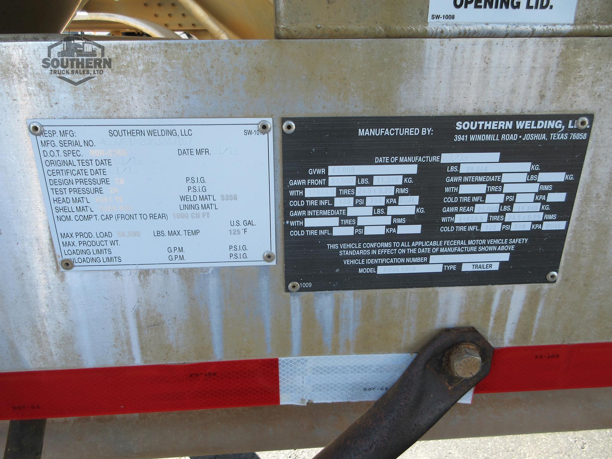 Used 2019 SOUTHERN WELDING Tandem Axle