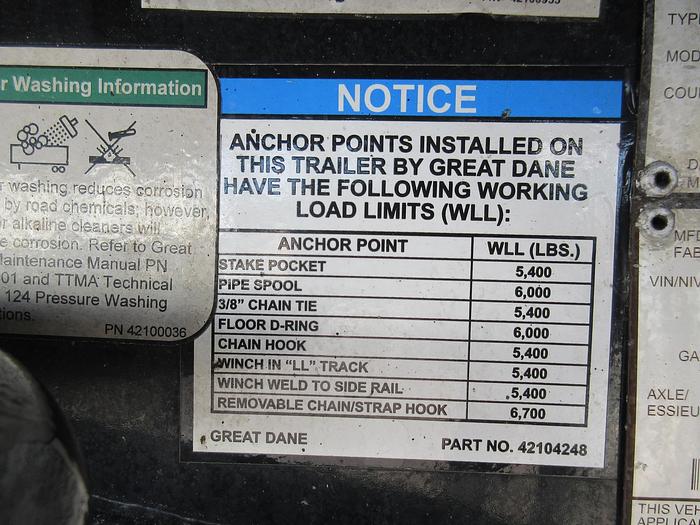 Used 2019 GREAT DANE 53 CAL LEGAL REAR SLIDE