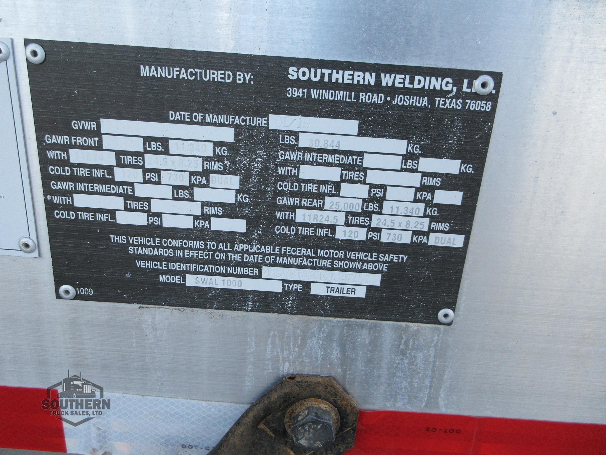 Used 2019 SOUTHERN WELDING Tandem Axle
