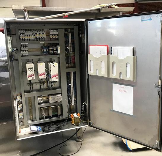 Used PREWA bag packing machine, type 20/30 + BILWENCO check weighing mashine, type DW60-S