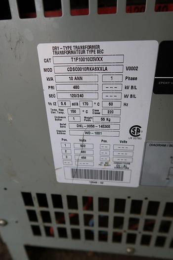 Used SIEMENS 10 KVA DRY TYPE TRANSFORMER