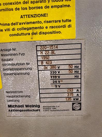 Used Weinig T&G production Linea produzione perline  Hydromat Super 30 B