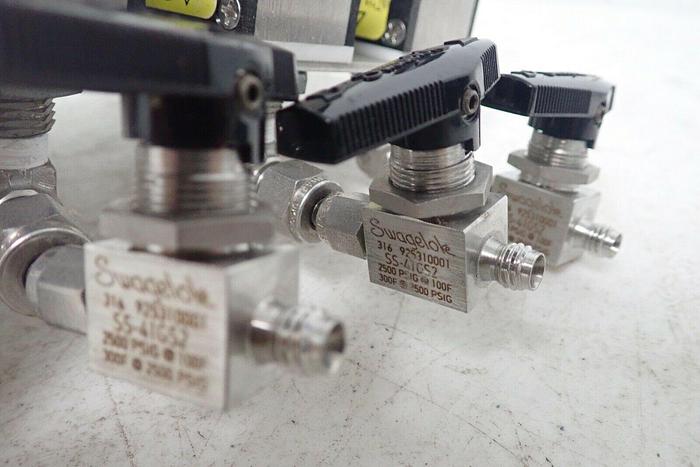 Used Lot of 3 Dwyer Flow Meters with 3 Swagelok Stainless Steel Ball Valves SS-41GS2