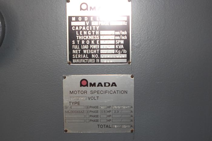 Used 1986 AMADA M-3060 Shear | 1/4" x 10', 42" FOPBG, 10 Sq. arm, Front Support