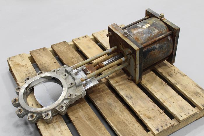 Used Wey Valve 10" Air Operated Knife Gate Valve, Stainless Steel Body #43930
