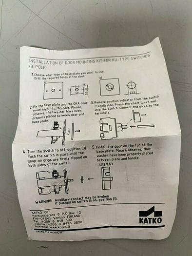 Used Altech Corp Katko OKA 0.V Y/R Door Mounting Kit