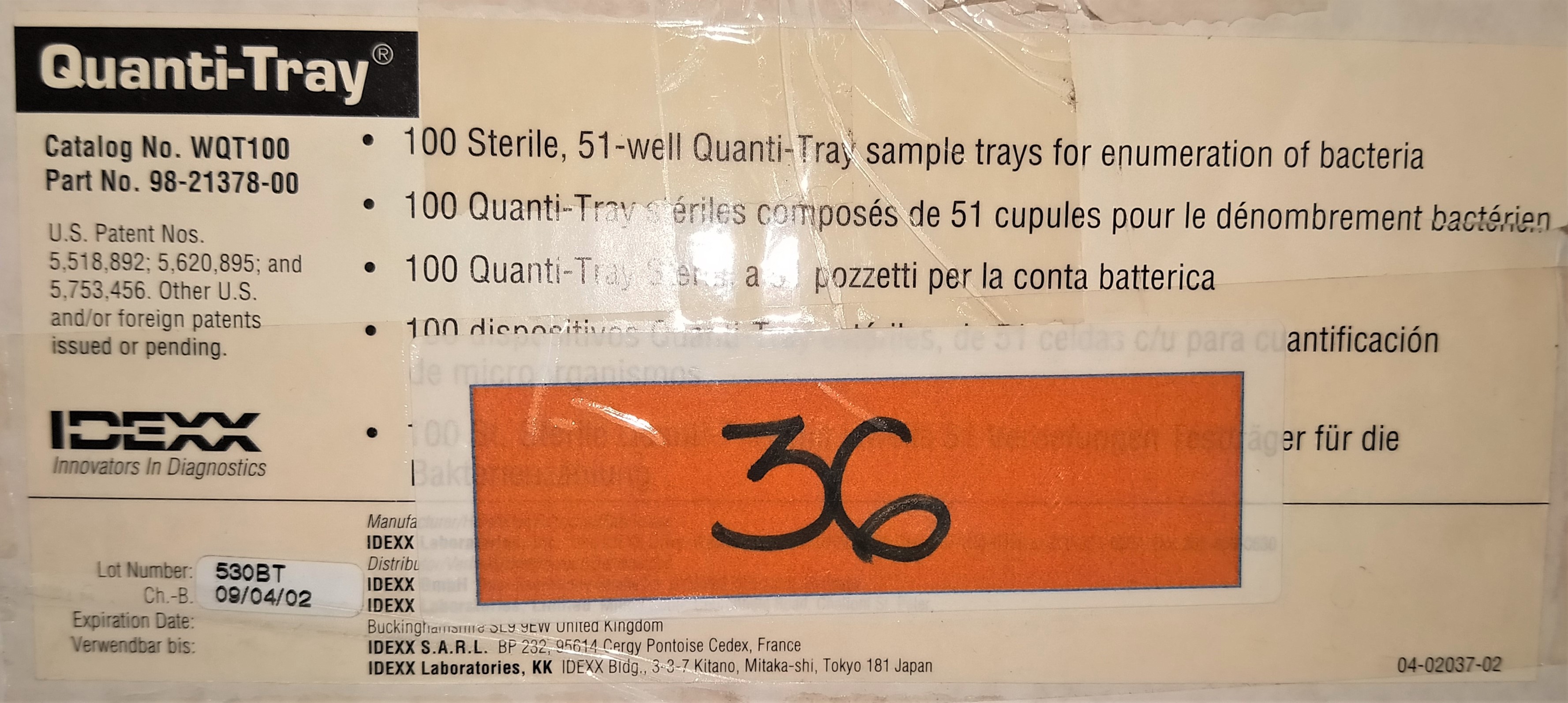 New open box Sold IDEXX QuantiTray Coliform and E. Coli Testing (Pack