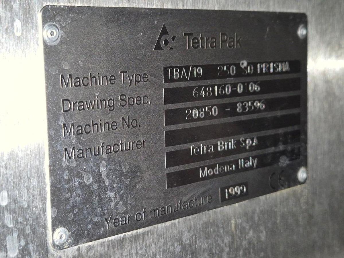 Used 1999 Tetra Pak TBA 19 250ml Prisma Filling Line