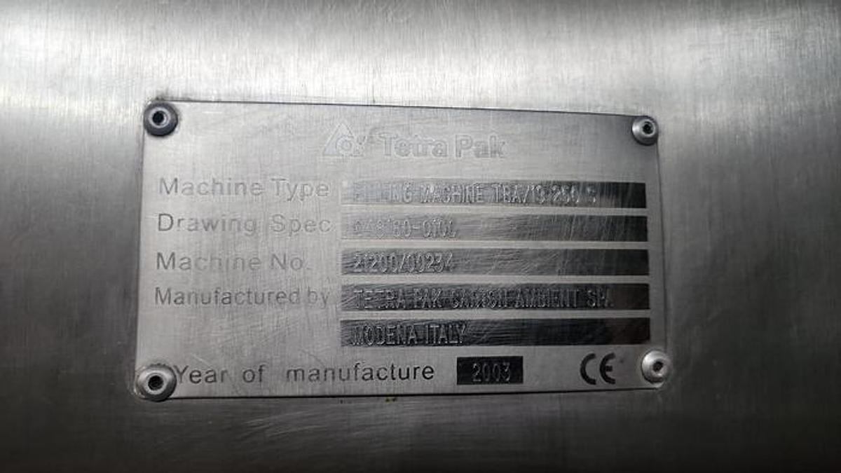 Used 2003 TETRA PAK TBA 19 250ML SLIM FILLING LINE