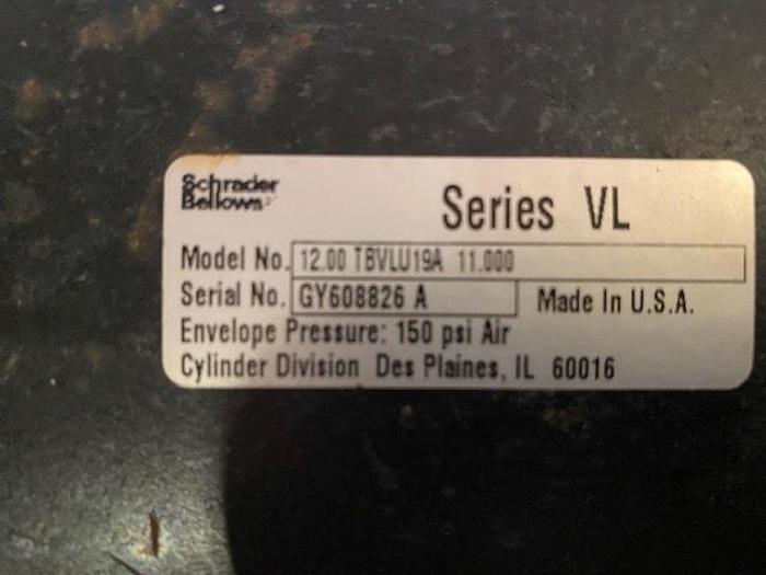 Used WEY 12" S/S VALVE W/ SCHRADER BELLOWS SERIES VL PNEUMATIC CYLINDER