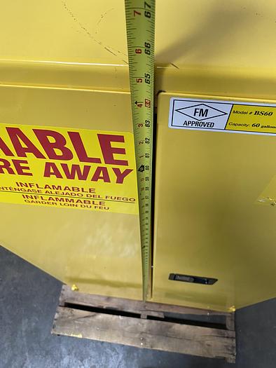 Used JustRite BS60 60 Gallon Flammable Cabinet 65"x 34"x 34" Manual Close