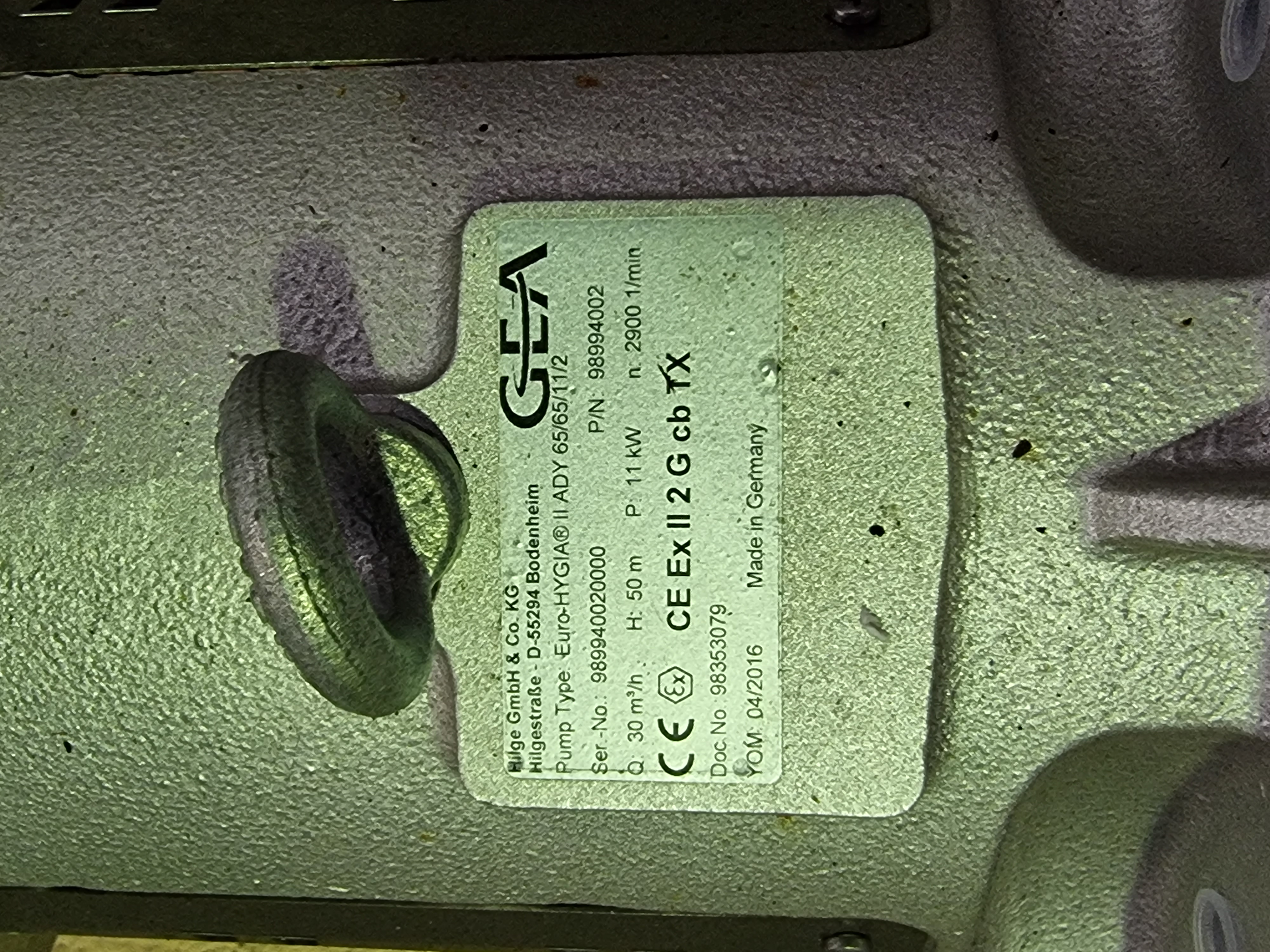 GEA Hilge Euro-Hygia II Centrifugal Pump ADY 65/65/11/2 | 30M³/H