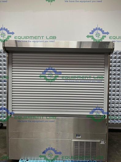 Used Barker Stainless Steel Commercial Display Refrigerator w/ Roll up Door