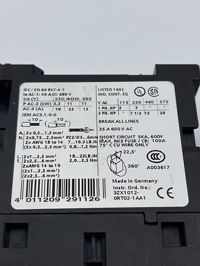 Used Siemens 3ZX1012-0RT02-1AA1, 3RH1921-1CA01