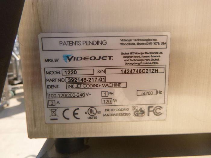Used Printer, Ink Jet, Videojet, Mdl 1220, Coder #S744234