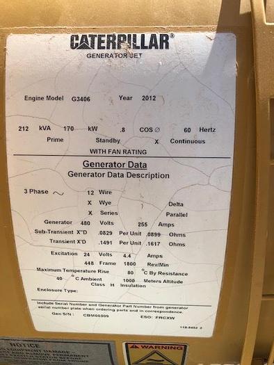 Caterpillar G3406 Skid with Generator and Cooler ( No Engine )