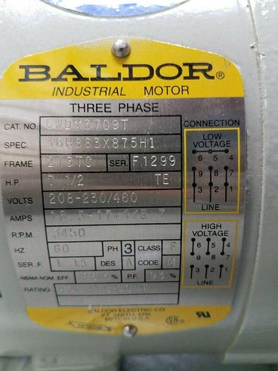 Used Fristam 7-1/2 HP Liquid Pump Model #FPX722001747 Stainless Steel Dairy Medical