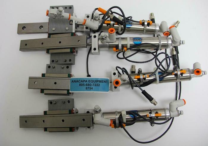 Used Bimba M-063-D Pneumatic Cylinder 7/8" x 3" W/ Hiwin MGW12 Rails Lot of 4 (8754)W