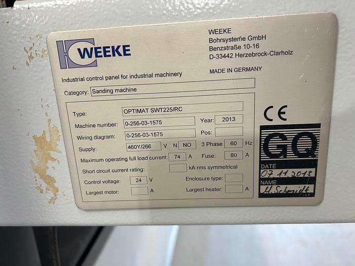 Used 2013 Butfering  Butfering SWT225  53" double head wide belt sander with segmented platen