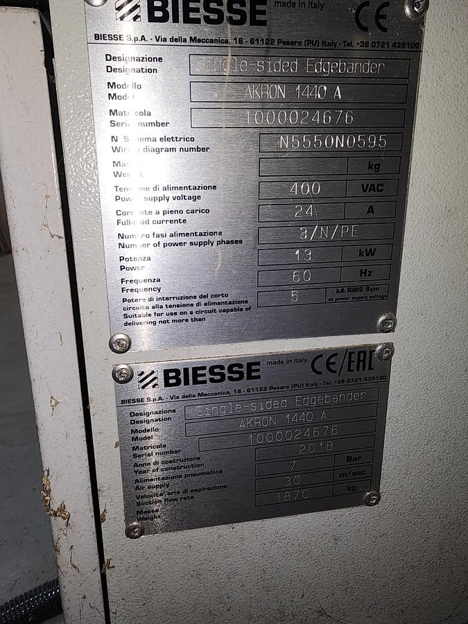 Used Biesse Akron 1440 AFS Edgebander with Zero Edge gluing