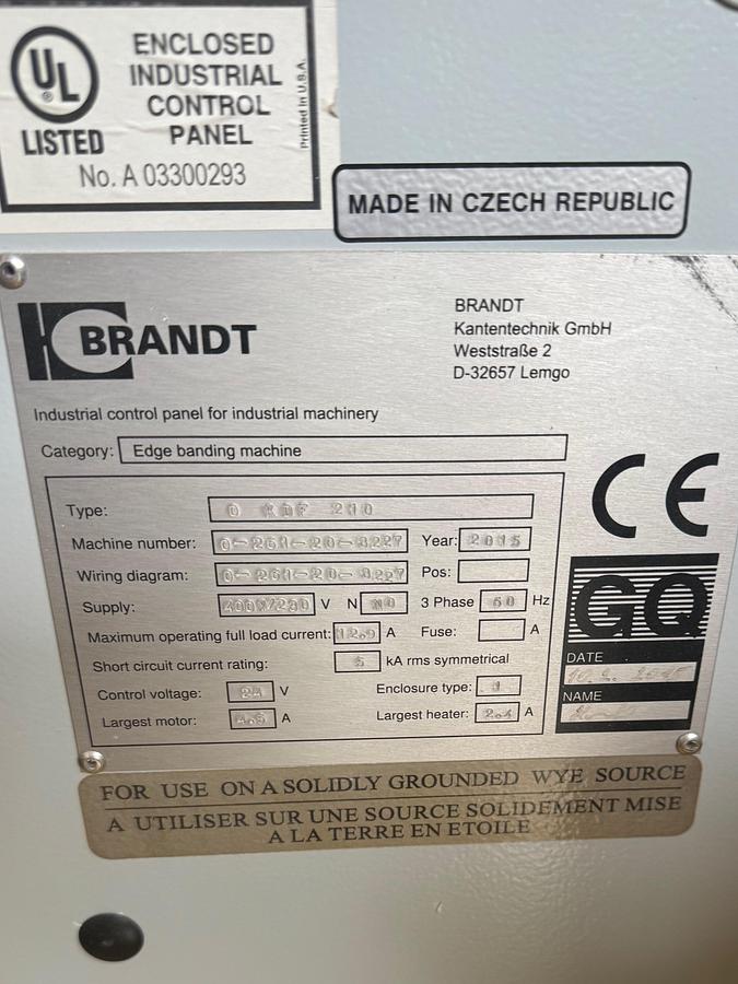 Used 2015 Brandt Ambition 1210F Edgebander