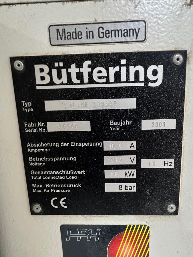 Used 2001 Butfering E-LINE 313 RRE 53" 3 head wide belt sander E-LINE 313RRE