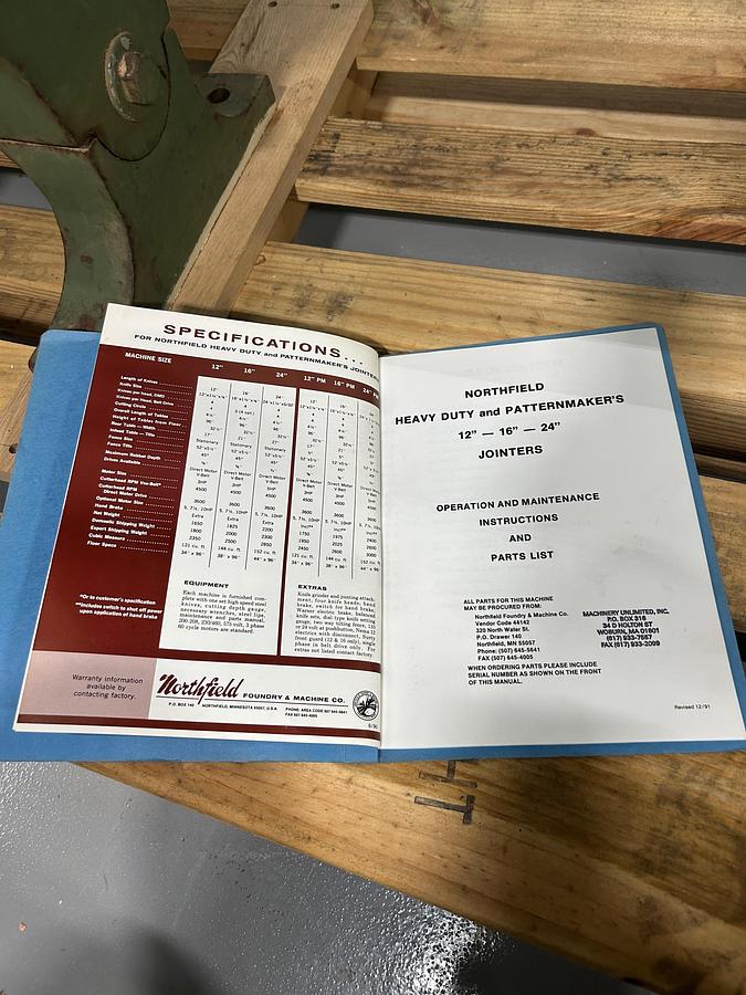 Used 1984 Northfield 12HD jointer