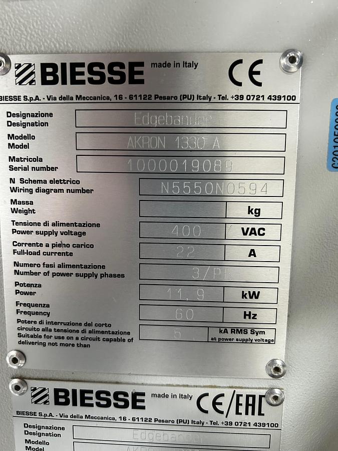 Used 2017 Biesse Akron 1330a