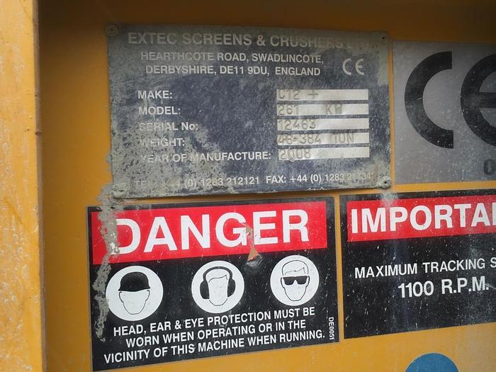 Used Extec C12+ tracked jaw crusher