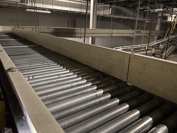 Used 1000’ OF ROLLER CONVEYOR WITH CURVING TRACK