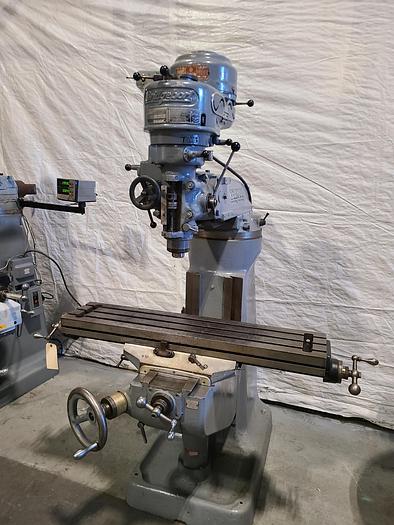 Used Bridgeport 1HP Milling Machine 42" Table Step Pulley Speed Control Single Point Lube