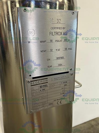 Used Begerow Beco-Integra Stainless Steel Filter Housing w/ Valves, 12" SS Housing
