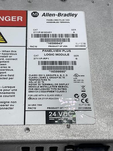 Used Allen-Bradley 2711P-B10C4D1 Ser A, 2711P-RP1 Ser G, 2711P-RDB10C Ser B 