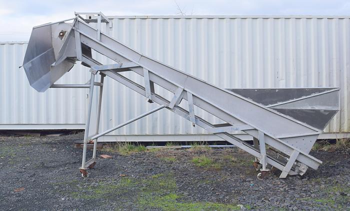 Used Aluminum incline cleated hopper conveyor