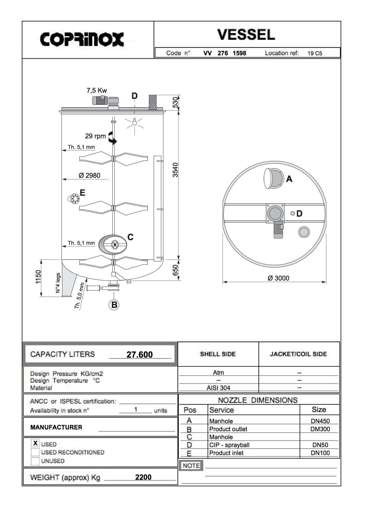 Usato Serbatoio con agitatore, da 27600 Litri