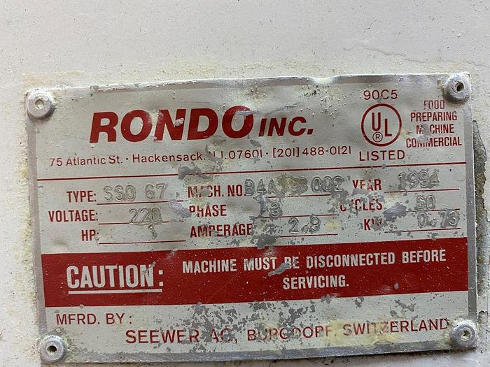 Used 1994 Seewer-Rondo SSO 67 Dough Sheeter