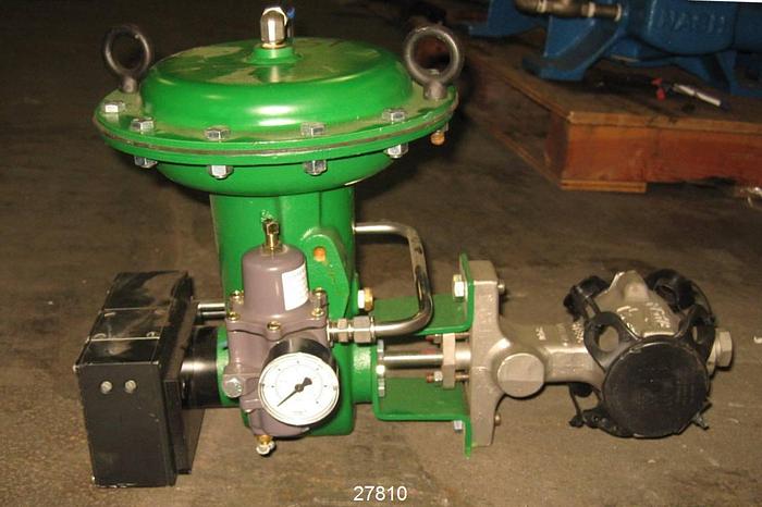 Used Fisher V100 Control V-Ball Valve, 1.5", Cf8M Body, Sst/Shtm Seat, Post Size Full, Type 1052 Actuator, Size 20, Normally Closed, 65 Psi, Travel 90 Degrees, Bench Set 3-15 Psi,  Pmv Positioner Model P-1200, Cl600 Rating, Wafer #27810