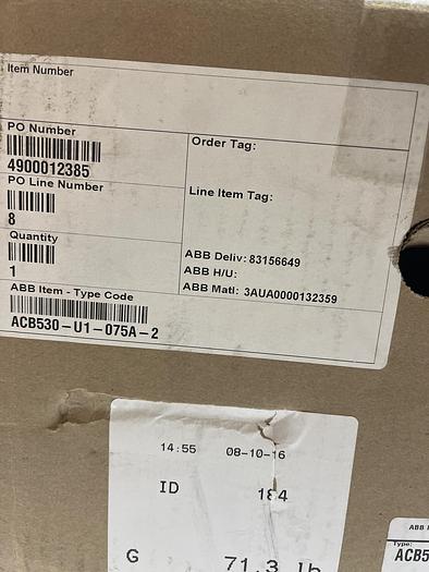 ABB ACB530-U1-075A-2 25HP 18.5 KW 208-240 V 74.8 Amps