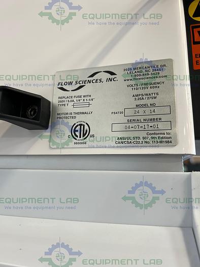 Used Flow Sciences CQ12321-03 6 Ft Custom Vented Balance Safety Enclosure w/ Stand