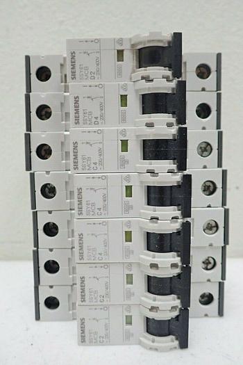 Used Lot of 7 Siemens 5SY61 MCB 230/400V Miniature Circuit Breakers 5SY6104-7 5SY6102