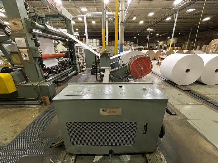 Used 84" WIDE JAGENBERG VARIDUR TWO DRUM SLITTER REWINDER SHAFTLESS REWIND FOR 60" OD ROLLS