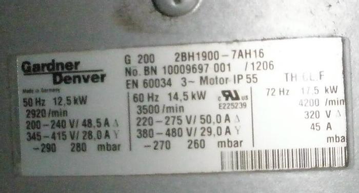 Unused Pump, Vacuum, 20 HP, Elmo Rietschle, G 200, Gas-ring, #S735027