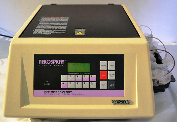 Used Wescor Aerospray Slide Stainer 7320 Microbiology Staining Cytocentrifugation